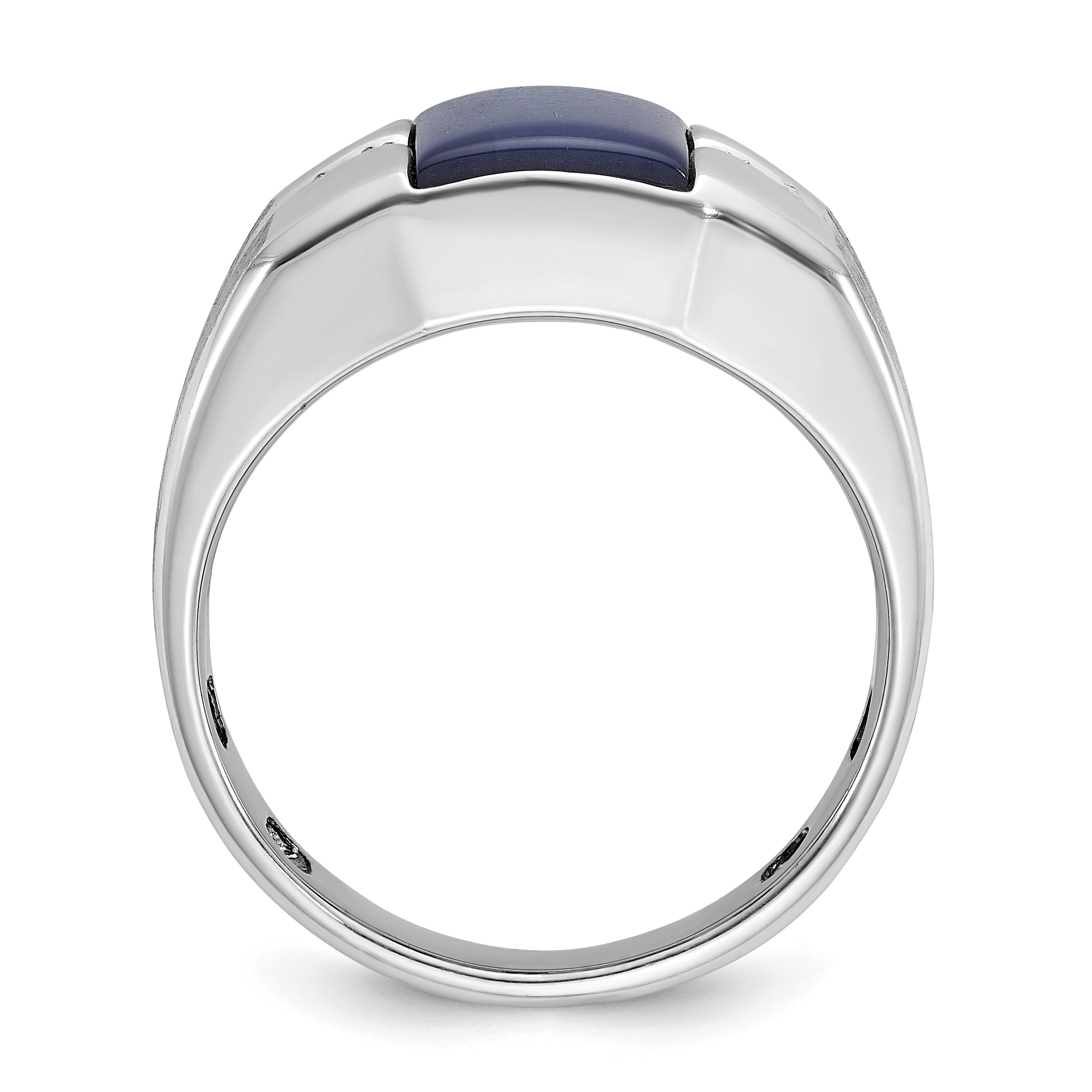 10kw Men's Cr.Blue Star Sapphire and Diamond Satin Complete Ring Secondary image