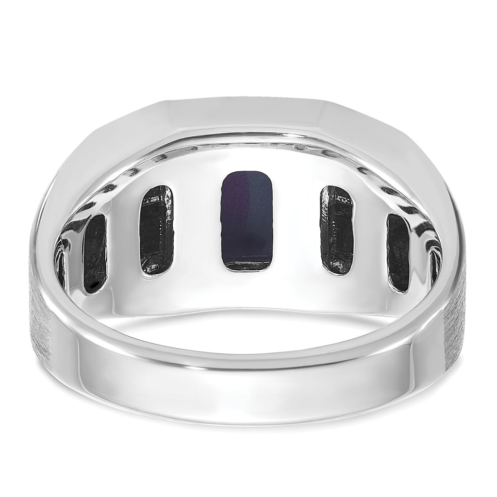 10kw Men's Cr.Blue Star Sapphire and Diamond Satin Complete Ring