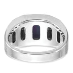 10kw Men's Cr.Blue Star Sapphire and Diamond Satin Complete Ring