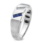 14k White Gold Satin Sapphire/Diamond Mens Ring Mounting, Mounting Only - Sophia Jewelers