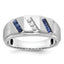14k White Gold Satin Sapphire/Diamond Mens Ring Mounting, Mounting Only - Sophia Jewelers