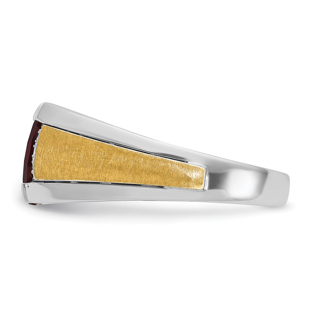 14k Two-tone Mens Satin Barrel Gemstone and Diamond Ring Mounting, Mounting Only - Sophia Jewelers