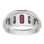 14k Two-tone Mens Satin Barrel Gemstone and Diamond Ring Mounting, Mounting Only - Sophia Jewelers
