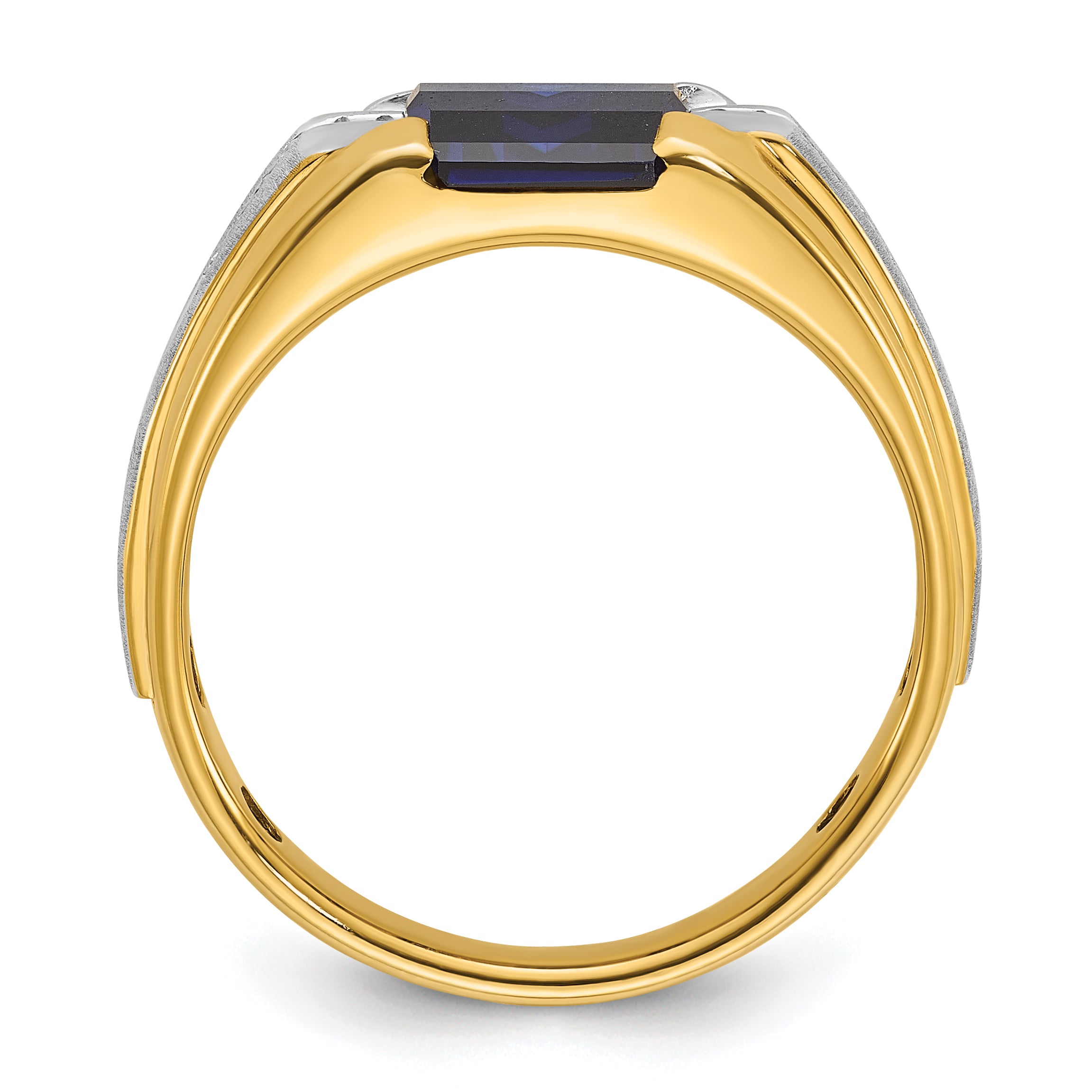 10k Two-tone Men's Cr. Sapphire and Diamond Complete Ring