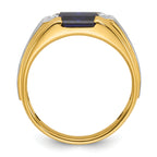 10k Two-tone Men's Cr. Sapphire and Diamond Complete Ring