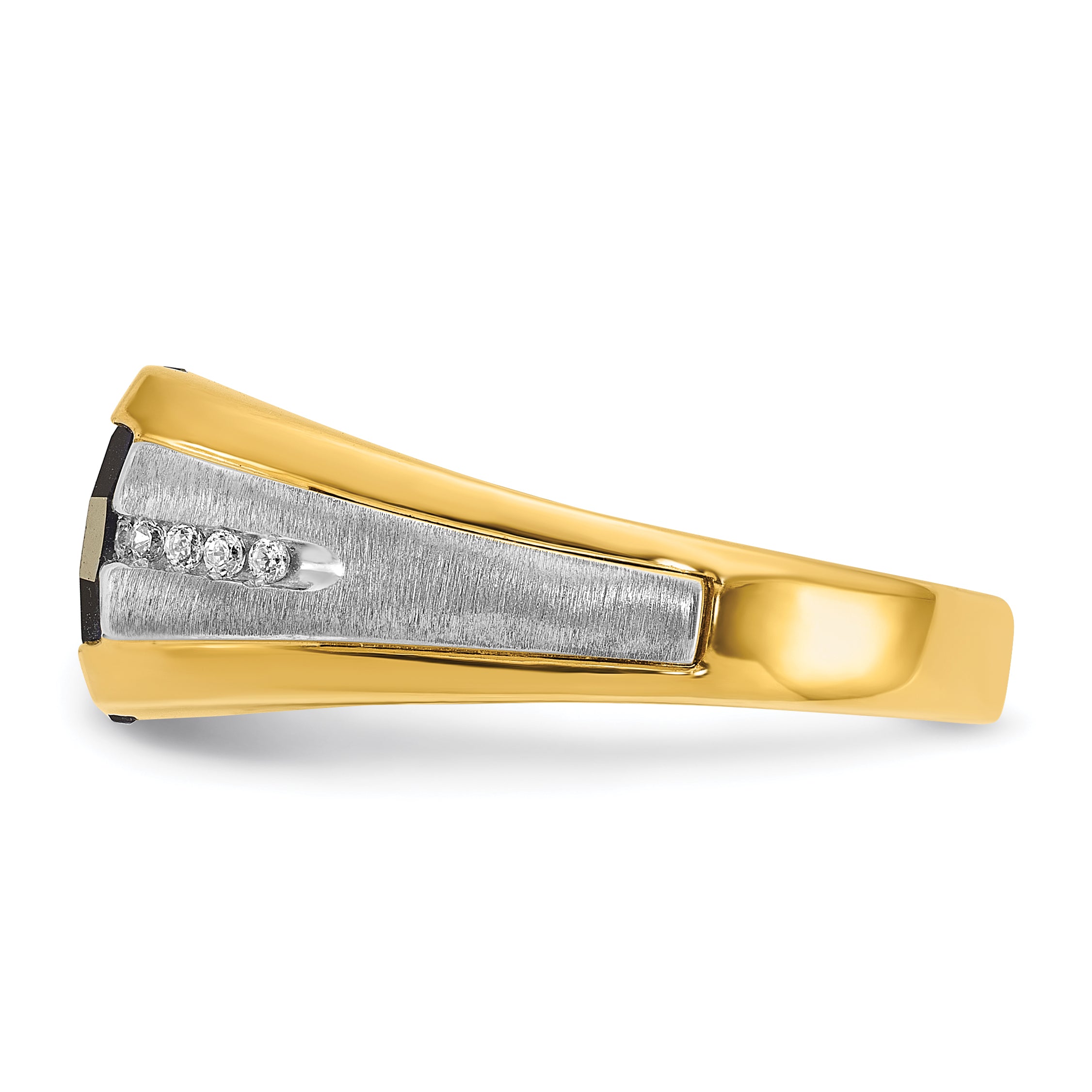 10k Two-tone Men's Cr. Sapphire and Diamond Complete Ring