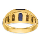 10k Two-tone Men's Cr. Sapphire and Diamond Complete Ring