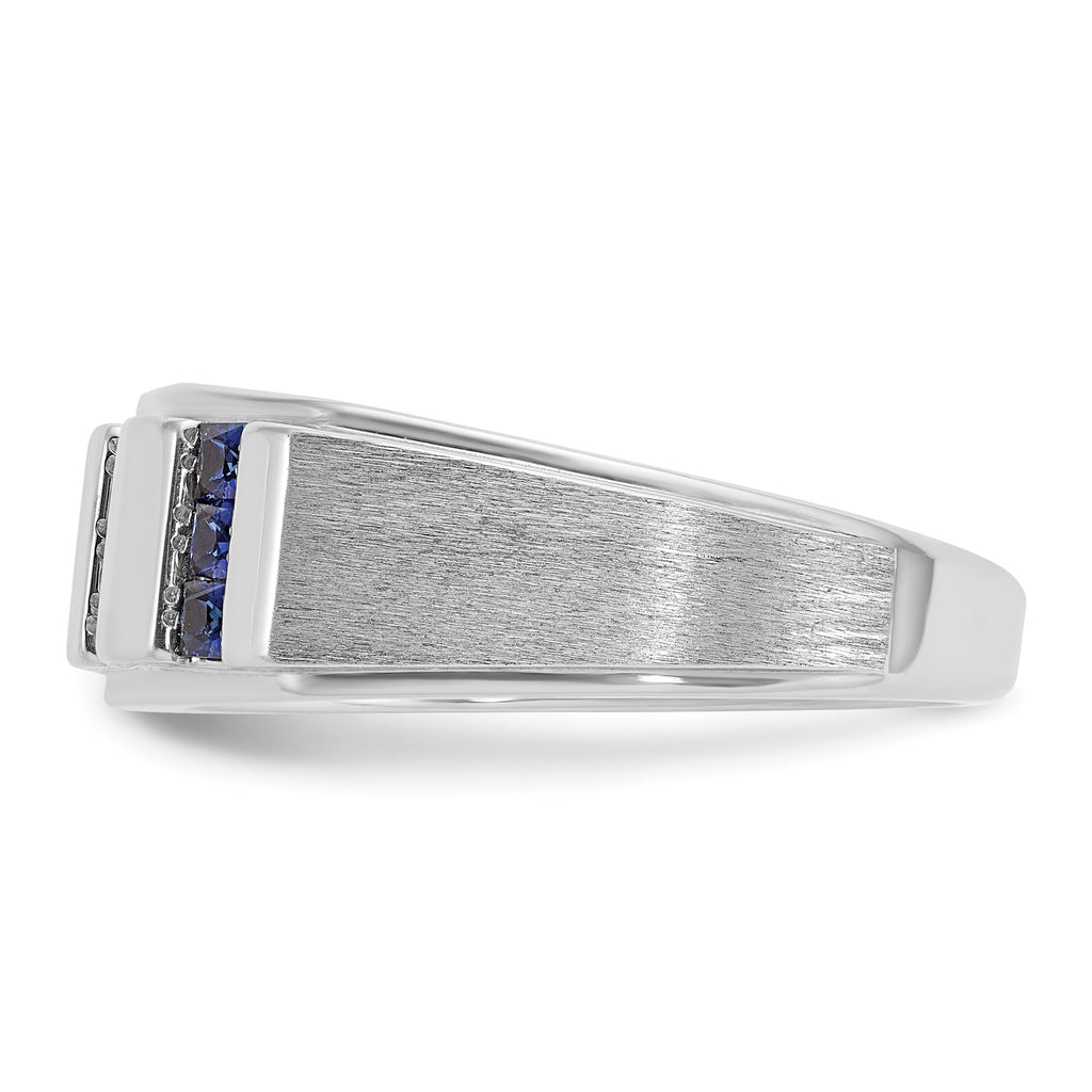 14k White Gold Men's Polished and Satin 3-Row Ring Mounting, Mounting Only - Sophia Jewelers