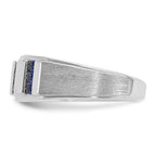 14k White Gold Men's Polished and Satin 3-Row Ring Mounting, Mounting Only - Sophia Jewelers