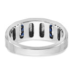 14k White Gold Men's Polished and Satin 3-Row Ring Mounting, Mounting Only - Sophia Jewelers