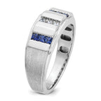 14k White Gold Men's Polished and Satin 3-Row Ring Mounting, Mounting Only - Sophia Jewelers