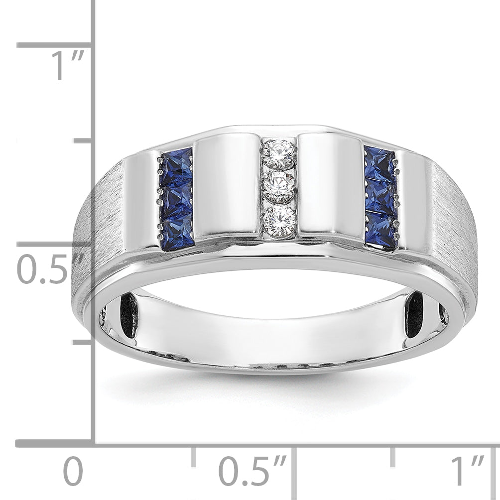 14k White Gold Men's Polished and Satin 3-Row Ring Mounting, Mounting Only - Sophia Jewelers