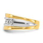14k Two-tone Men's Polished and Grooved 7-Stone Ring Mounting, Mounting Only - Sophia Jewelers