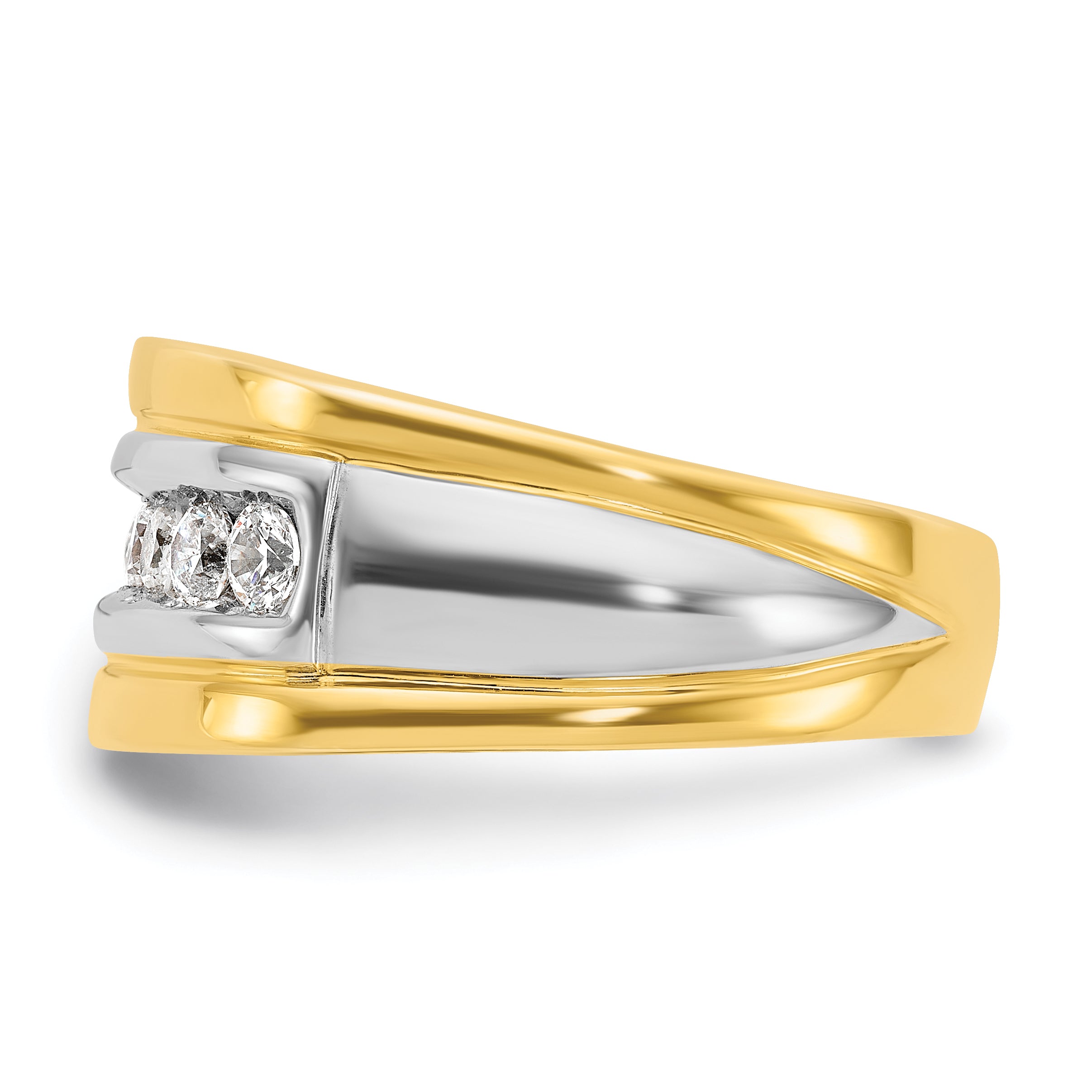 14k Two-tone Men's Polished and Grooved 7-Stone Ring Mounting, Mounting Only - Sophia Jewelers