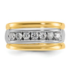 14k Two-tone Men's Polished and Grooved 7-Stone Ring Mounting, Mounting Only - Sophia Jewelers