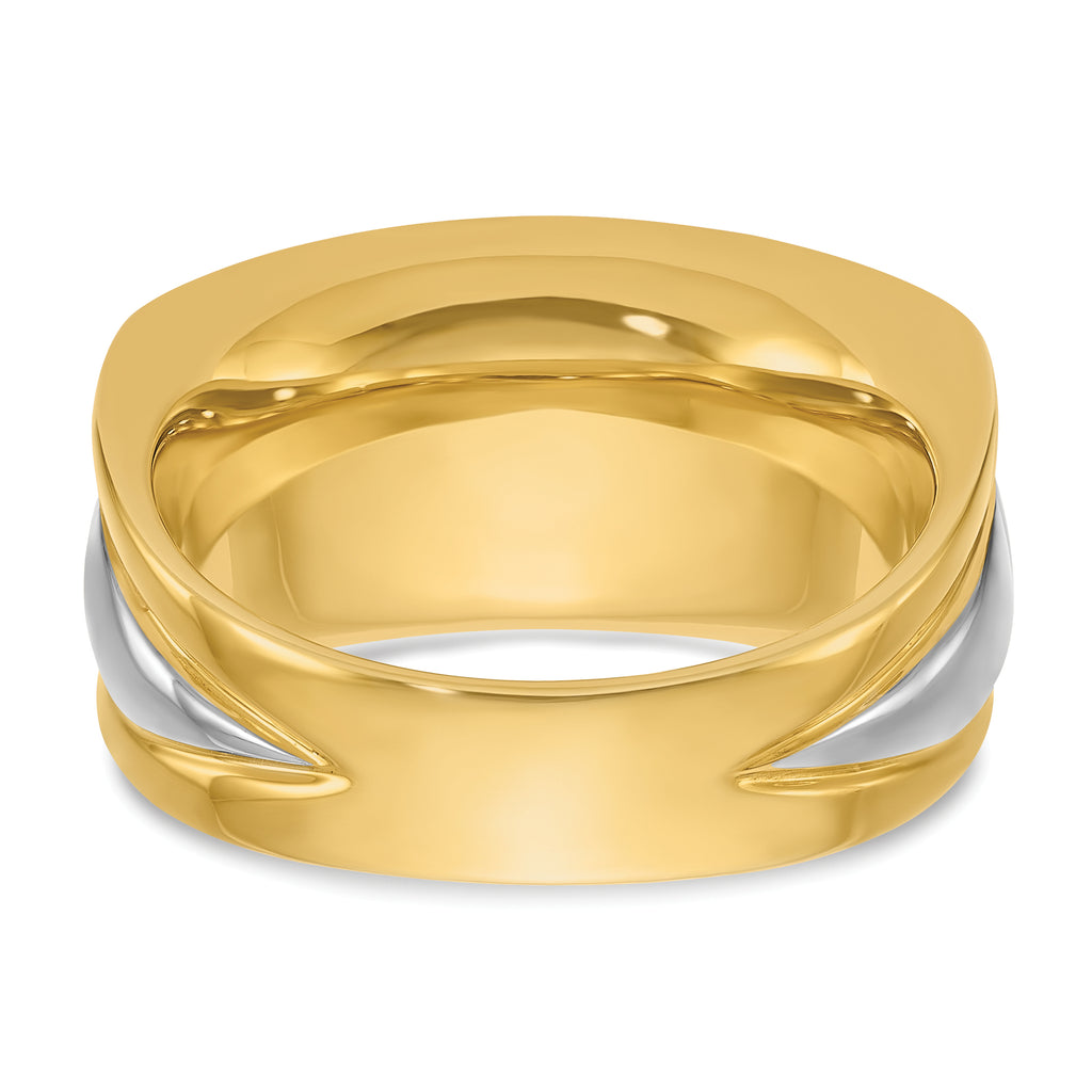 14k Two-tone Men's Polished and Grooved 7-Stone Ring Mounting, Mounting Only - Sophia Jewelers