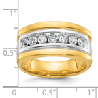 14k Two-tone Men's Polished and Grooved 7-Stone Ring Mounting, Mounting Only - Sophia Jewelers