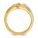 10k Two-tone Men's Polished and Satin 3-Stone 1/4 Carat A Quality Diamond Ring