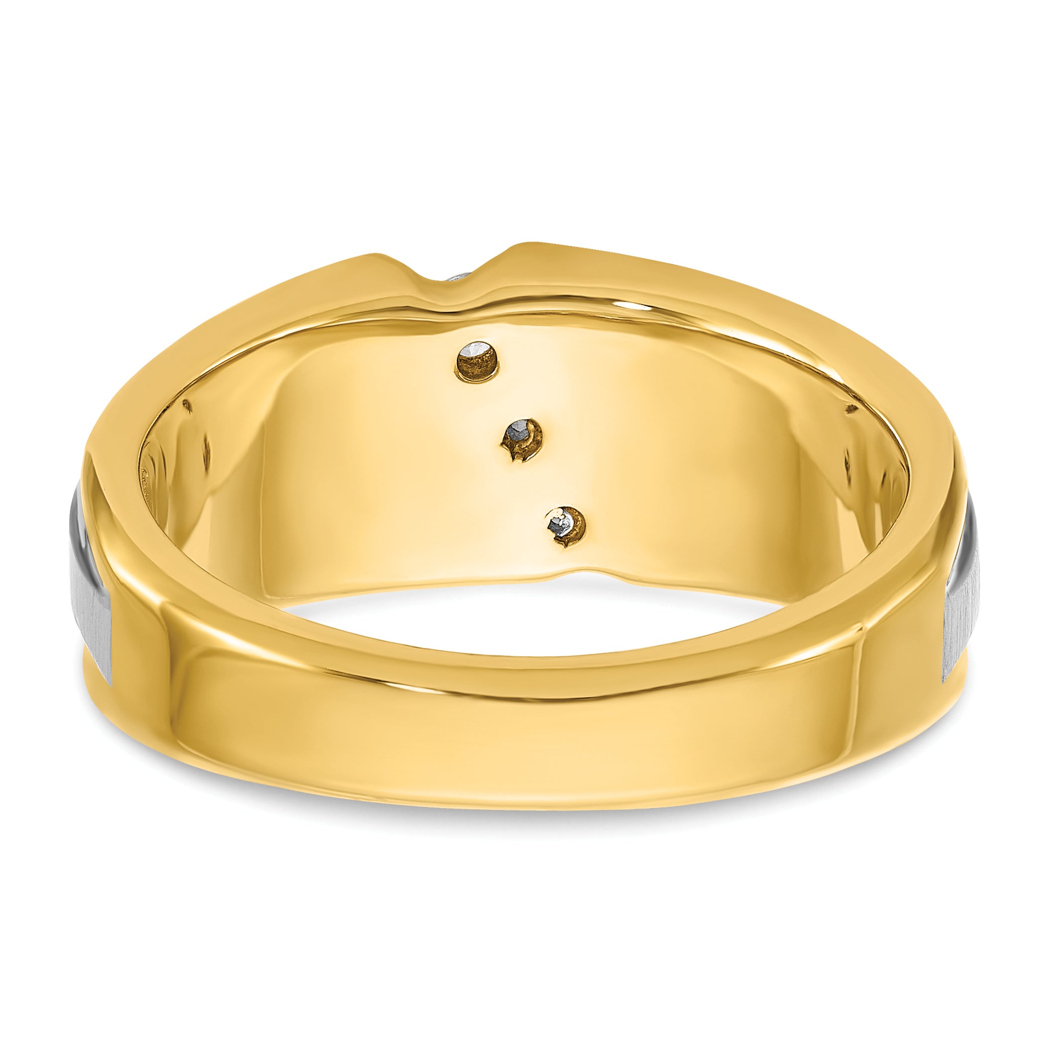 10k Two-tone Men's Polished and Satin 3-Stone 1/4 Carat A Quality Diamond Ring