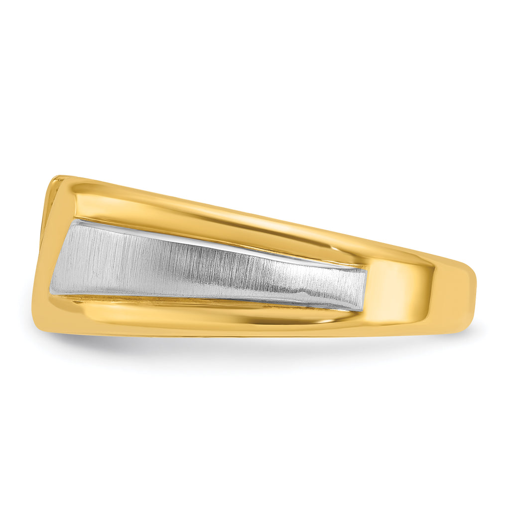 14k Two-tone Men's Polished and Satin 3-Stone 1/4 Carat AA Quality Diamond Ring - Sophia Jewelers