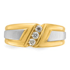 14k Two-tone Men's Polished and Satin 3-Stone Ring Mounting, Mounting Only - Sophia Jewelers