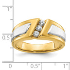 14k Two-tone Men's Polished and Satin 3-Stone Ring Mounting, Mounting Only - Sophia Jewelers