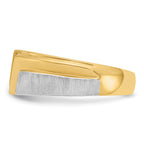 14k Two-tone Men's Polished Satin and Grooved 3-Stone Ring Mounting, Mounting Only - Sophia Jewelers