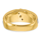 14k Two-tone Men's Polished Satin and Grooved 3-Stone 1/4 Carat AA Quality Diamond Ring - Sophia Jewelers