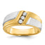 14k Two-tone Men's Polished Satin and Grooved 3-Stone 1/4 Carat AA Quality Diamond Ring - Sophia Jewelers
