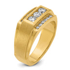 14k Men's Polished and Satin 3-Row 3/4 Carat AA Quality Diamond Ring - Sophia Jewelers