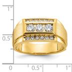 14k Mens Polished and Satin 3-Row Ring Mounting, Mounting Only - Sophia Jewelers