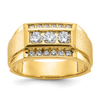 14k Men's Polished and Satin 3-Row 3/4 Carat AA Quality Diamond Ring - Sophia Jewelers