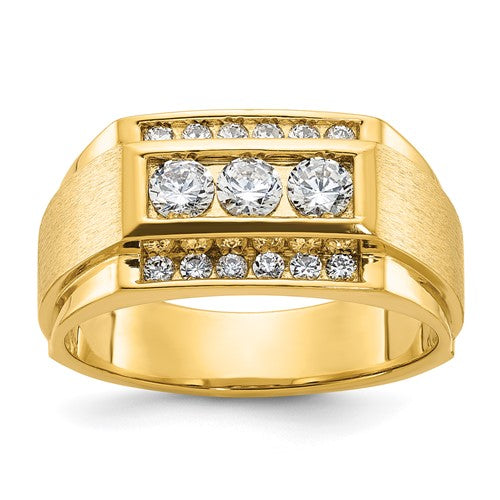 Men's Polished and Satin Lab-Grown Diamond Ring in 14K Yellow Gold (3/4 ct. tw.), Size 10 - Sophia Jewelers Main image