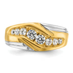 14k Two-tone 1 carat Lab Grown Diamond VS/SI+ G+ Complete Polished and Grooved Men's Ring