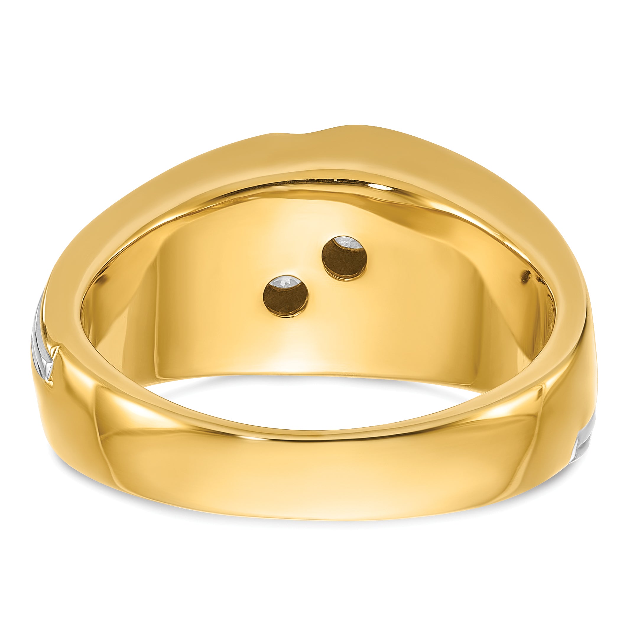 14k Two-tone 1 carat Lab Grown Diamond VS/SI+ G+ Complete Polished and Grooved Men's Ring