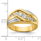 14k Two-tone 1 carat Lab Grown Diamond VS/SI+ G+ Complete Polished and Grooved Men's Ring