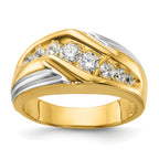 14k Two-tone 1 carat Lab Grown Diamond VS/SI+ G+ Complete Polished and Grooved Men's Ring