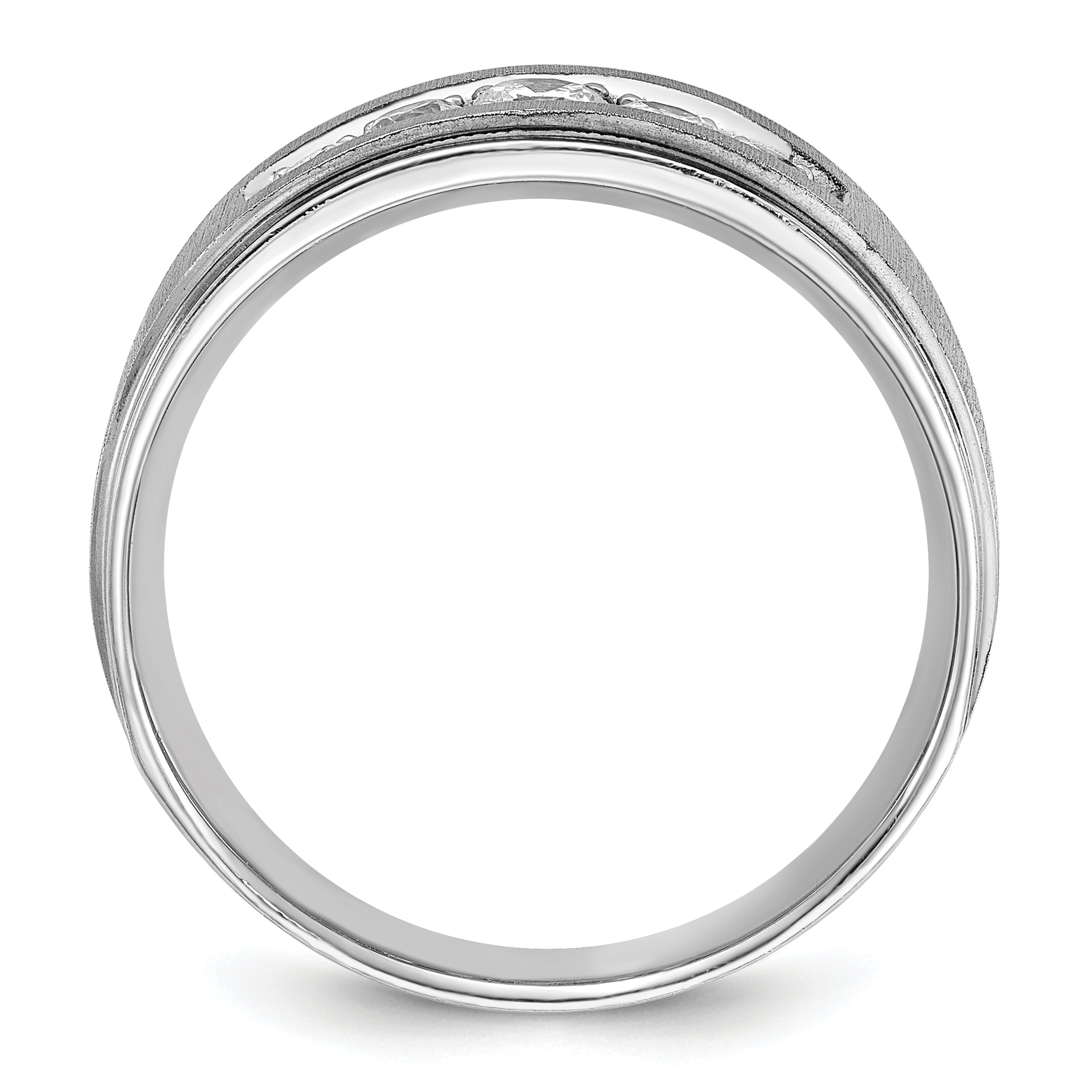 IBGoodman 14k White Gold Men's Polished and Brushed 5-Stone 1/2 Carat Lab Grown Diamond Ring Secondary image