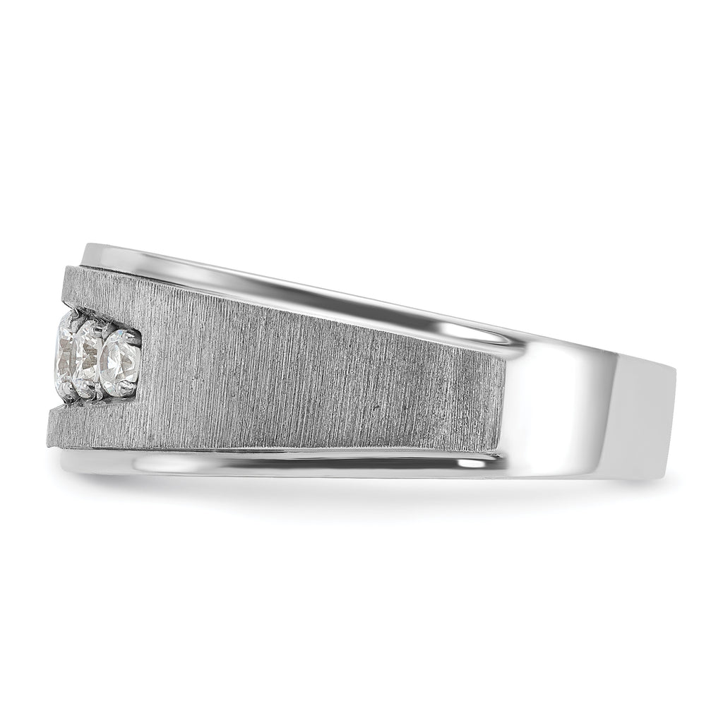 14k White Gold Polished and Brushed Five Stone Men's Ring Mounting, Mounting Only - Sophia Jewelers