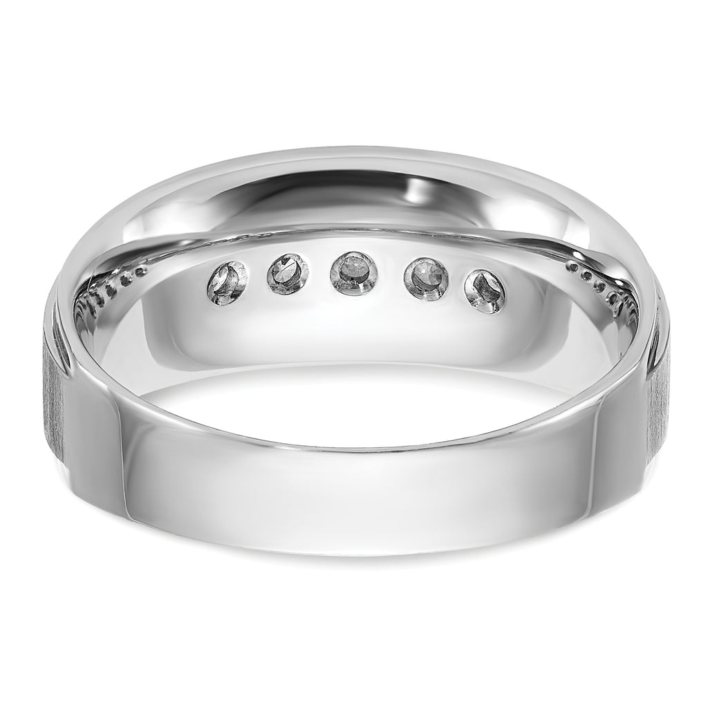 14k White Gold Polished and Brushed Five Stone Men's Ring Mounting, Mounting Only - Sophia Jewelers