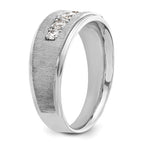 14k White Gold Polished and Brushed Five Stone Men's Ring Mounting, Mounting Only - Sophia Jewelers