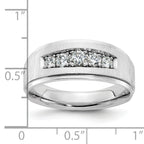 14k White Gold Polished and Brushed Five Stone Men's Ring Mounting, Mounting Only - Sophia Jewelers