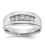 14k White Gold Polished and Brushed Five Stone Men's Ring Mounting, Mounting Only - Sophia Jewelers
