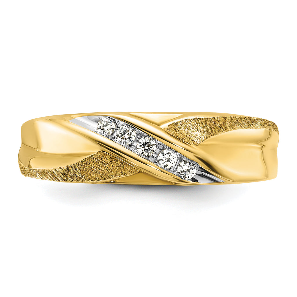 14k Polished and Satin Men's Ring Mounting, Mounting Only - Sophia Jewelers