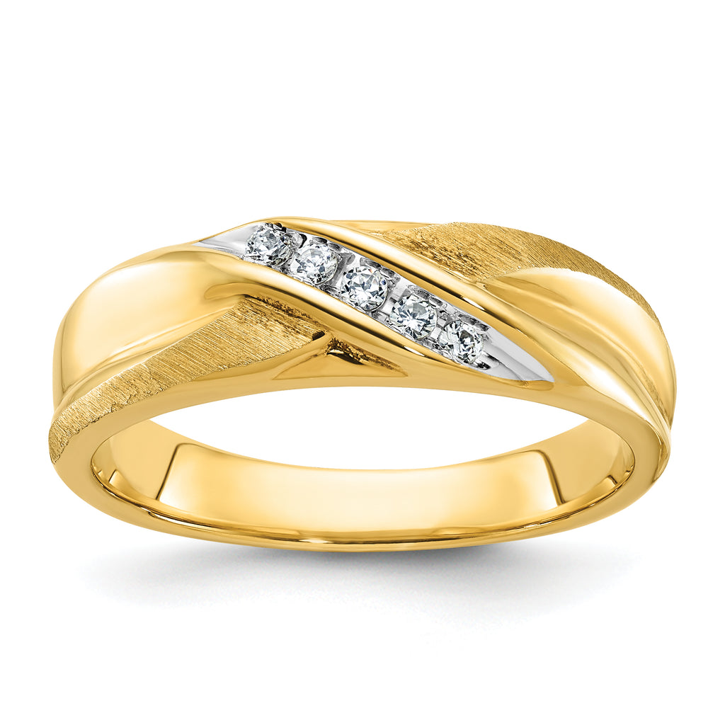 14k Polished and Satin Men's Ring Mounting, Mounting Only - Sophia Jewelers