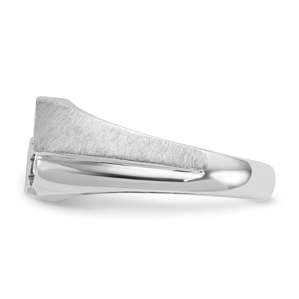 14k White Gold Mens Polished and Satin 3-Stone Ring Mounting, Mounting Only - Sophia Jewelers