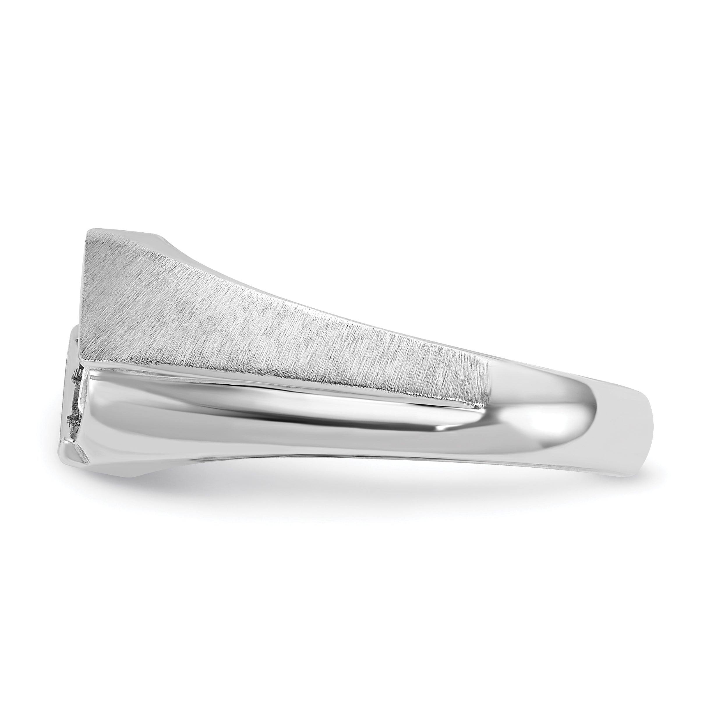 14k White Gold Mens Polished and Satin 3-Stone Ring Mounting, Mounting Only - Sophia Jewelers