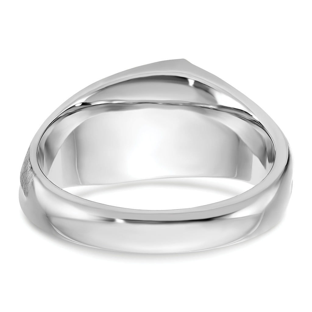 14k White Gold Mens Polished and Satin 3-Stone Ring Mounting, Mounting Only - Sophia Jewelers