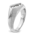 14k White Gold Men's Polished and Satin 3-Stone 1/2 Carat AA Quality Diamond Ring - Sophia Jewelers