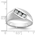 14k White Gold Men's Polished and Satin 3-Stone 1/2 Carat AA Quality Diamond Ring - Sophia Jewelers